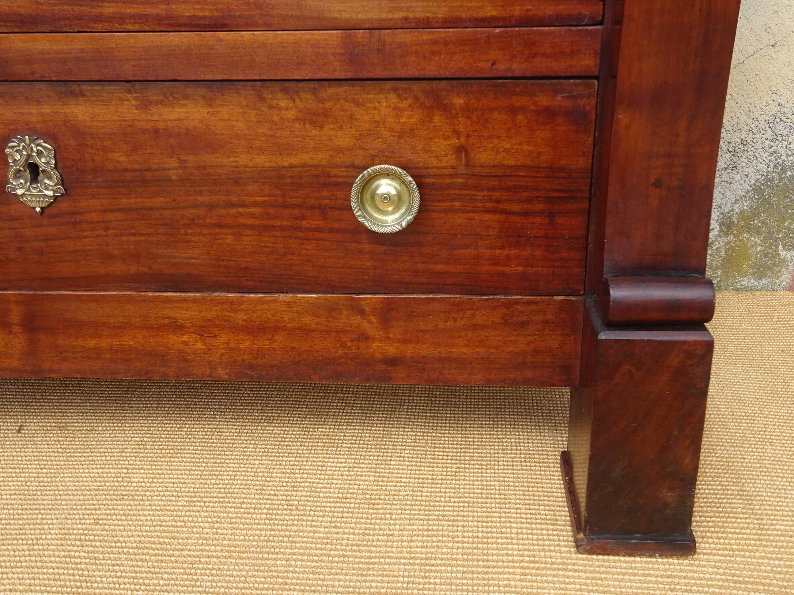 Antique solid walnut chest of drawers with scrolls