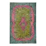Overdyed Wool Vintage Handmade Carved Rug 169 cm x 288 cm