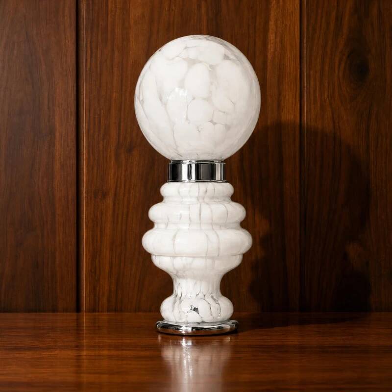 Lampe de table en verre de Murano blanche par Carlo Nason pour Mazzega, Italie, années 1970