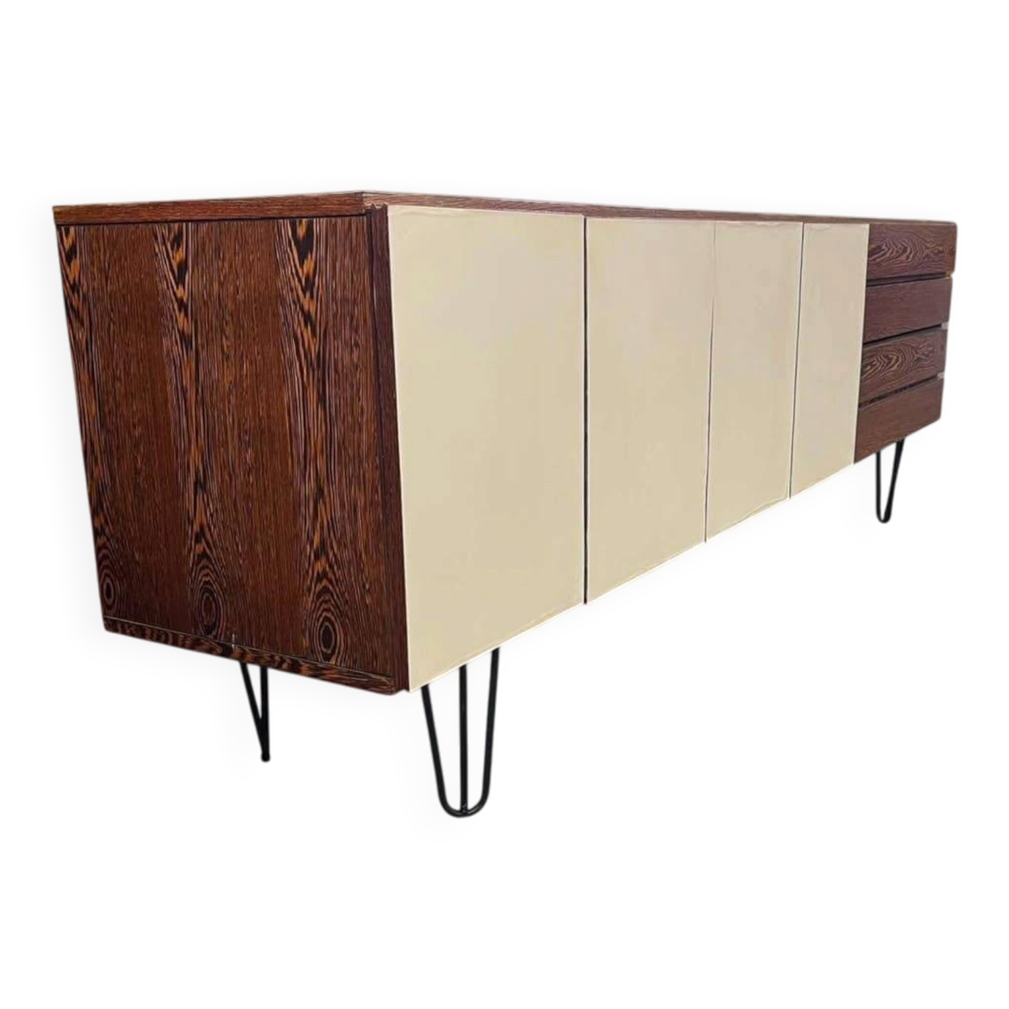 Vintage XL buffet/sofa bed on 'Enro Fabry' hairpin legs.