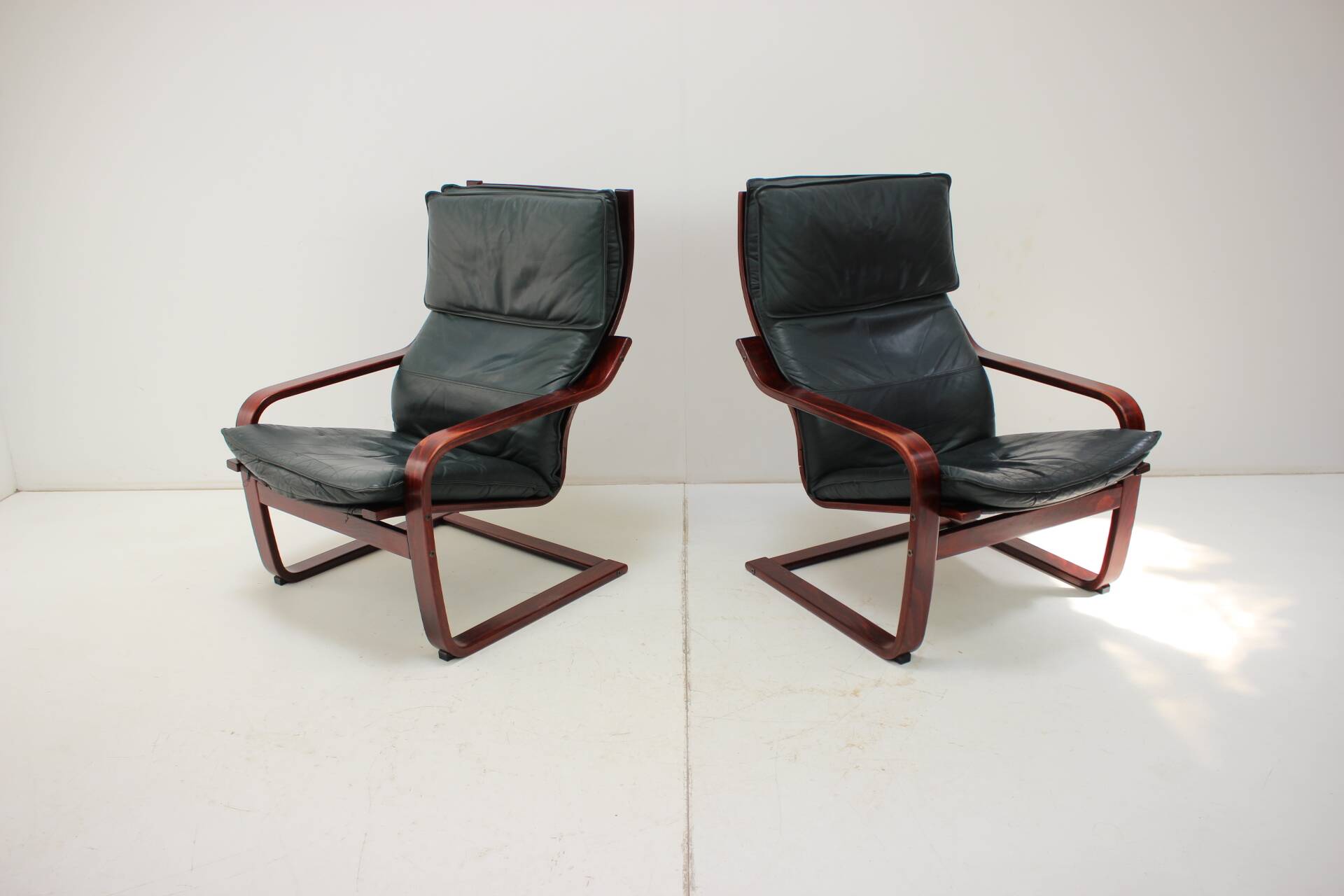 Set of Two Leather Armchairs by IKEA, Sweden, 1980's
