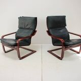 Set of Two Leather Armchairs by IKEA, Sweden, 1980's
