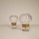 Pair of solid clear crystal candlesticks in modern Scandinavian style Orrefors Sweden