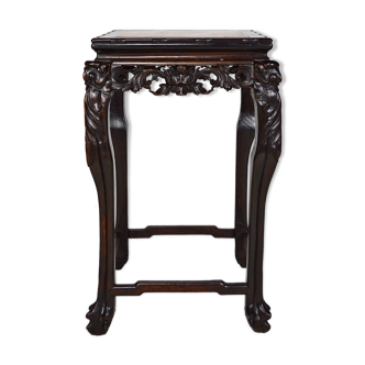 Asian pedestal table carved with dragons and flowers, nineteenth