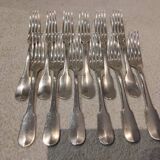 12 silver-plated dessert forks by Christofle Cluny, 17.1cm