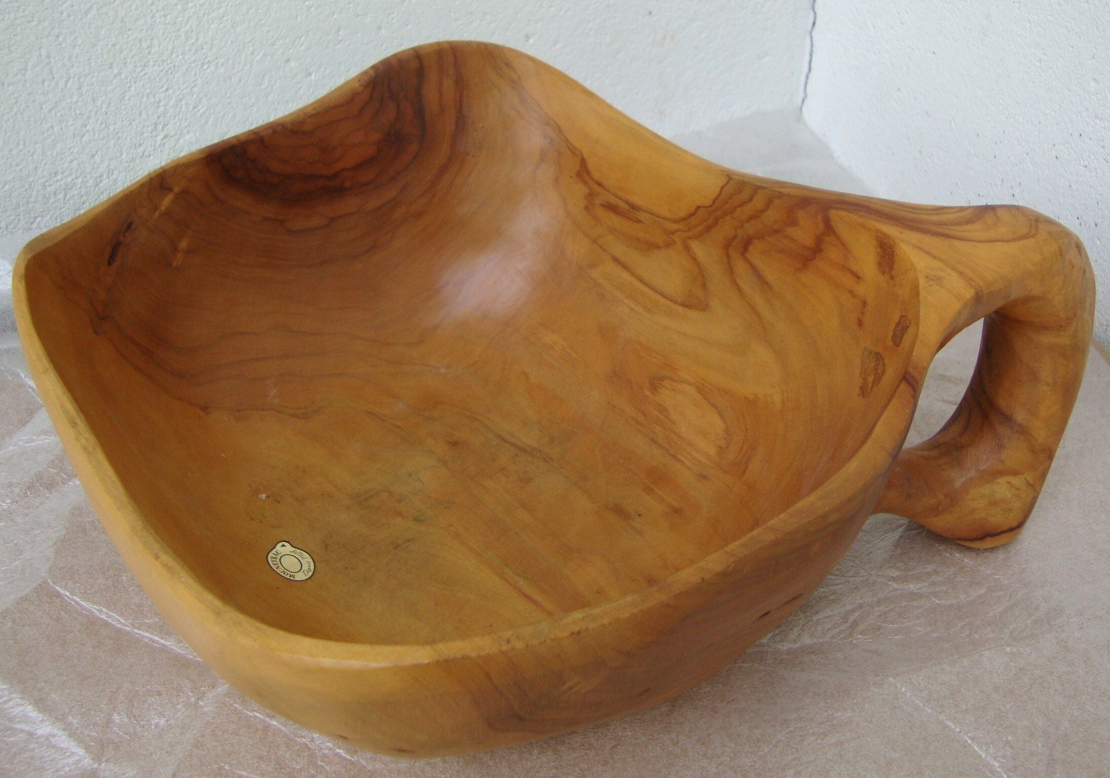 Olive wood fruit cup Marked Jean paul Brain Vallauris