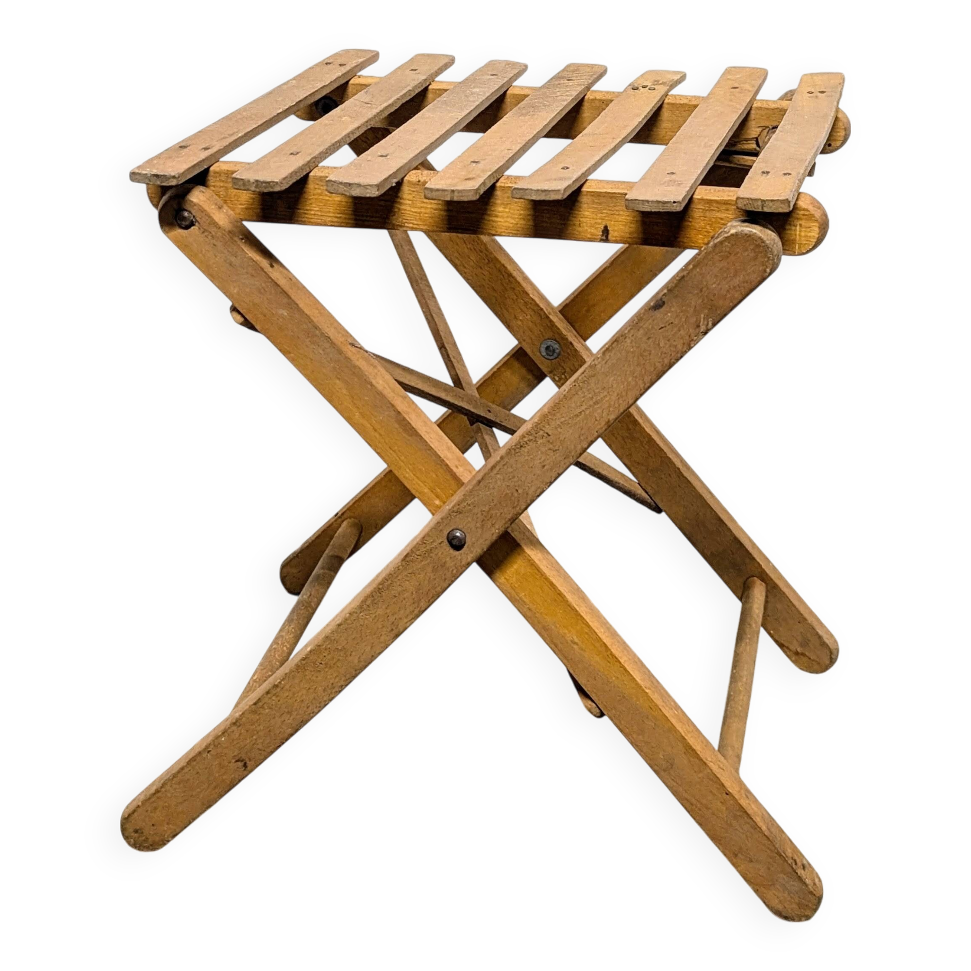 Wooden folding stool