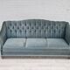1960s, Danish 3 seater sofa, light blue velour, original good condition.
