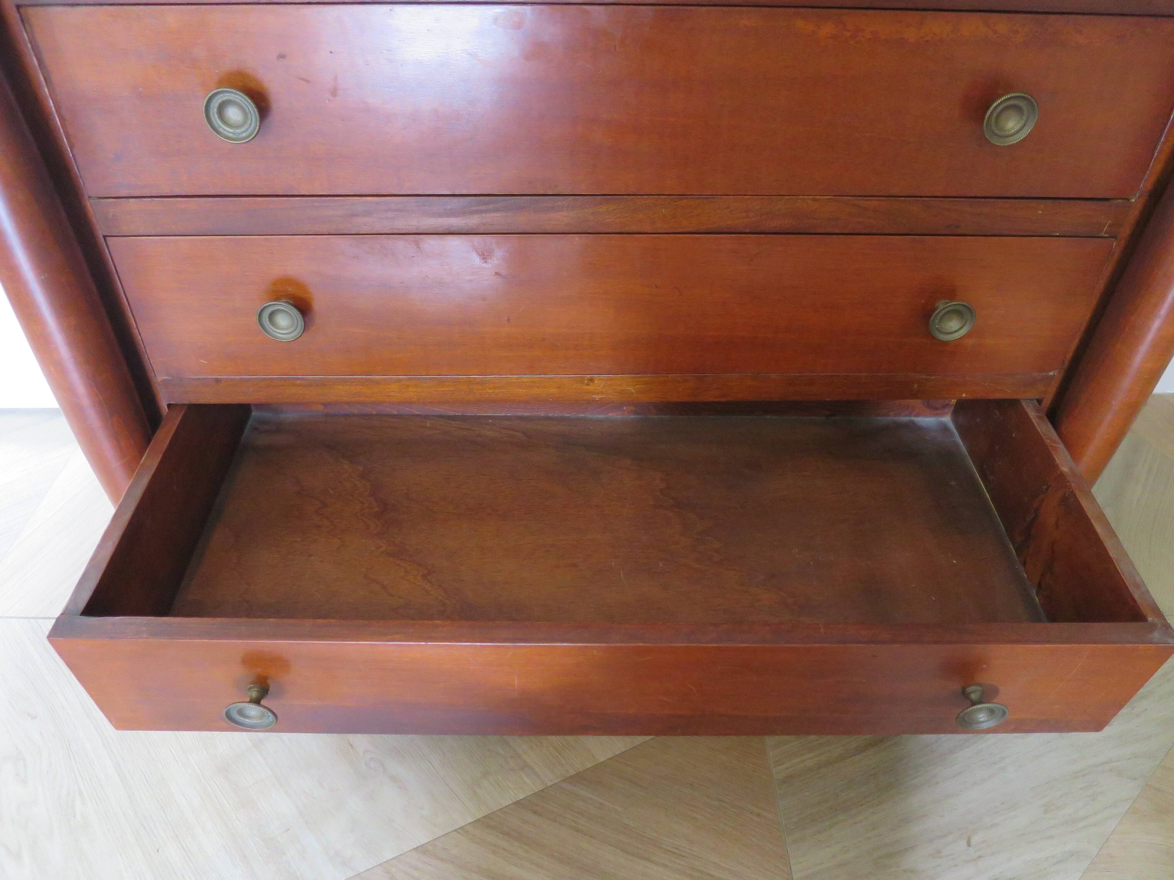 4-drawer chest of drawers - empire style - with detached columns - mahogany-bronze stain