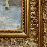 Marine painting "animated lake landscape" HST Italy Switzerland? Nineteenth century