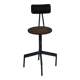 1970s industrial swivel chair in blue and brown - metal, wood and leather
