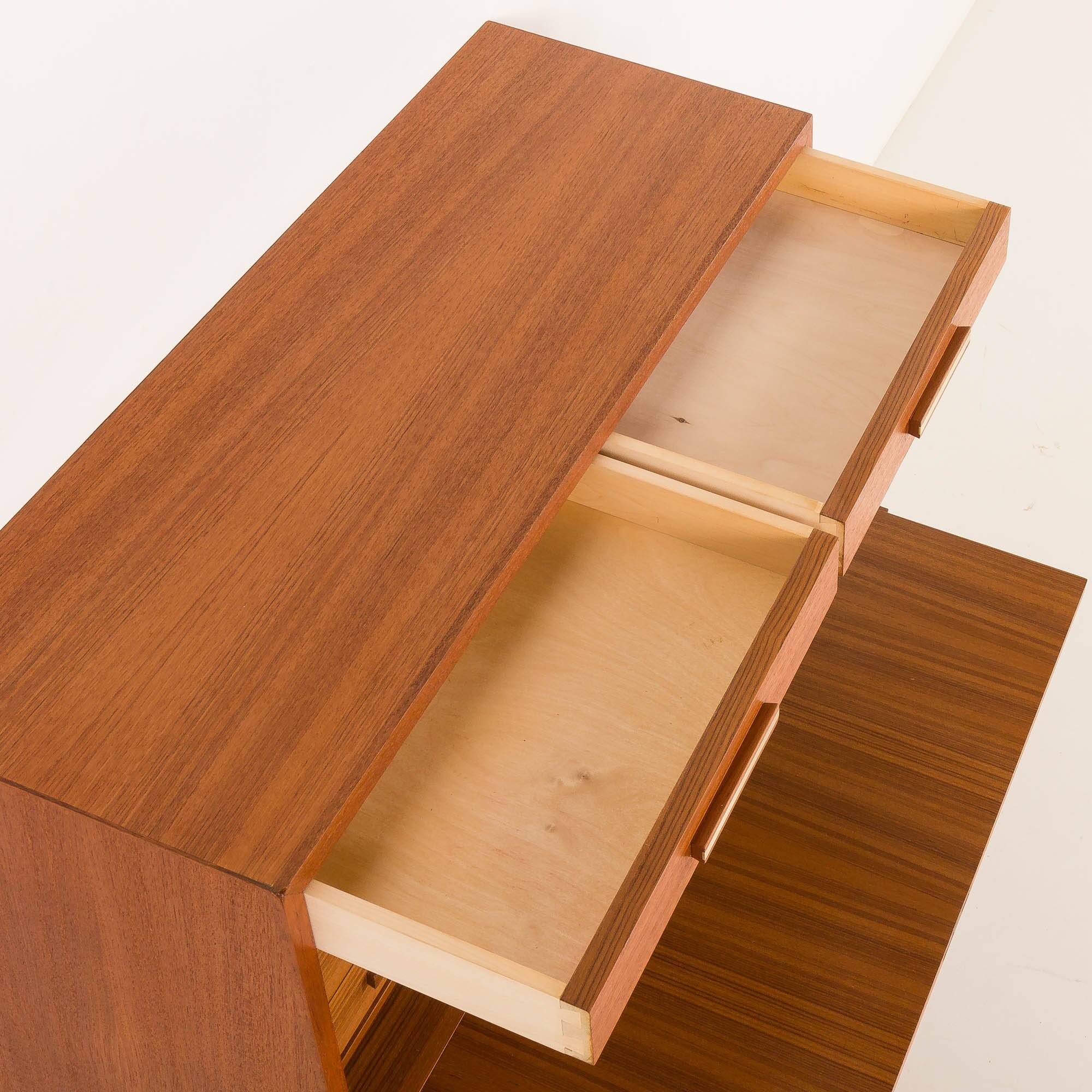 Danish mid century teak secretaire with brass inlays, 1960s