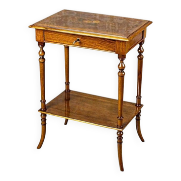 Antique Sewing Table with Inlaid Top, 1890s