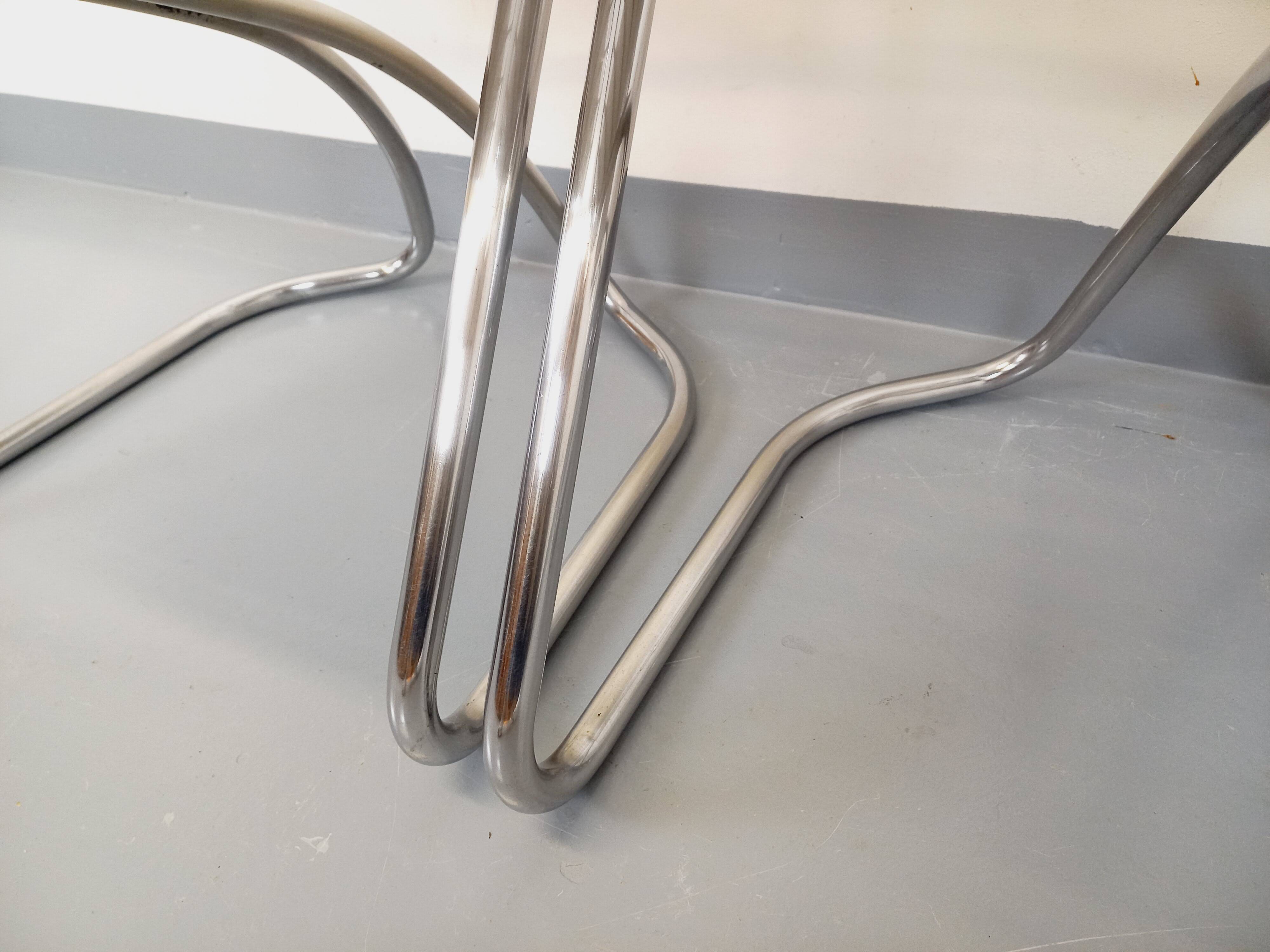 Set of 4 vintage Italian Gastone Rinaldi style chairs in chrome metal