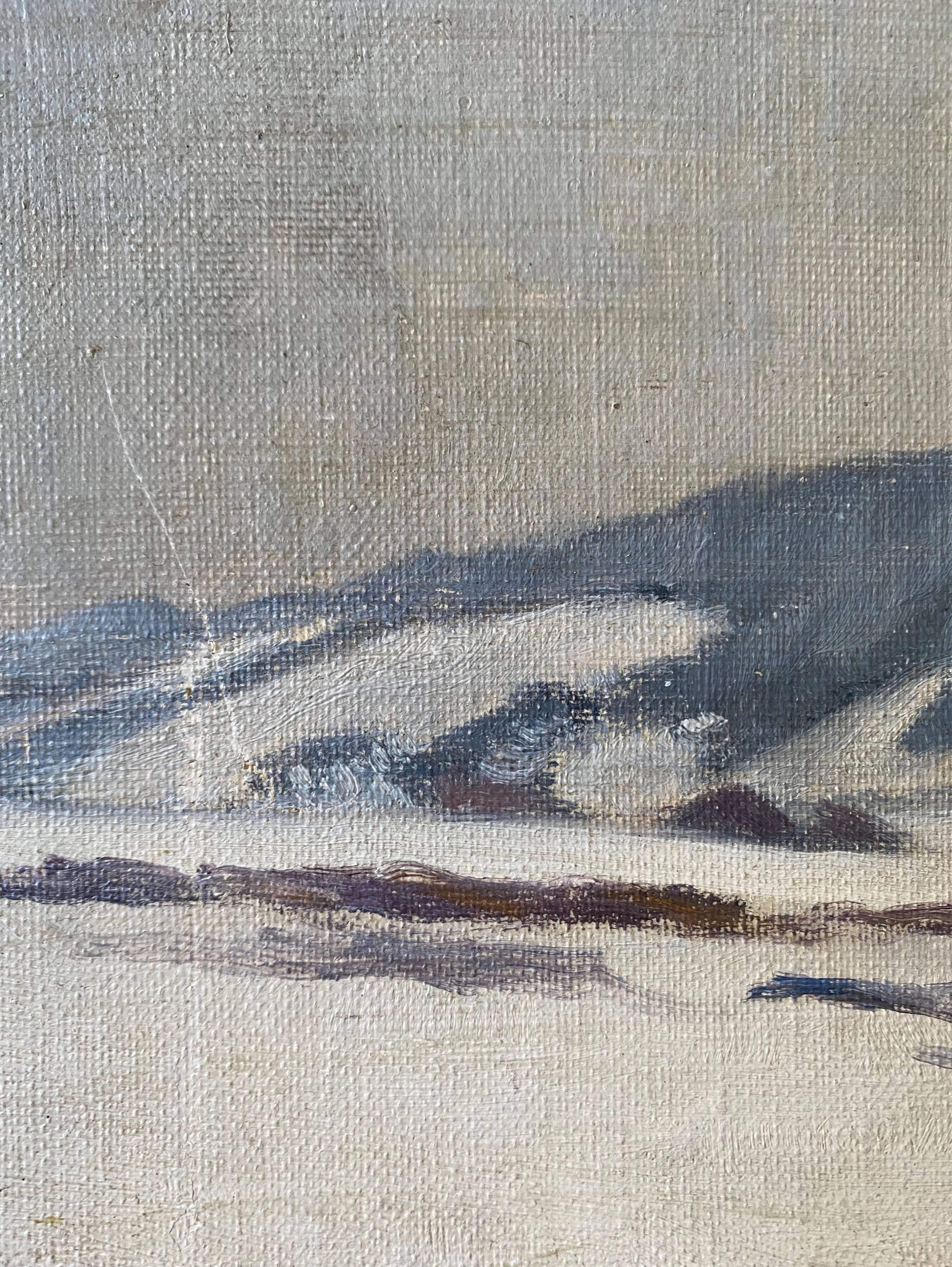Painting "Snow landscape" by Veilhan Les Rousses (Jura)