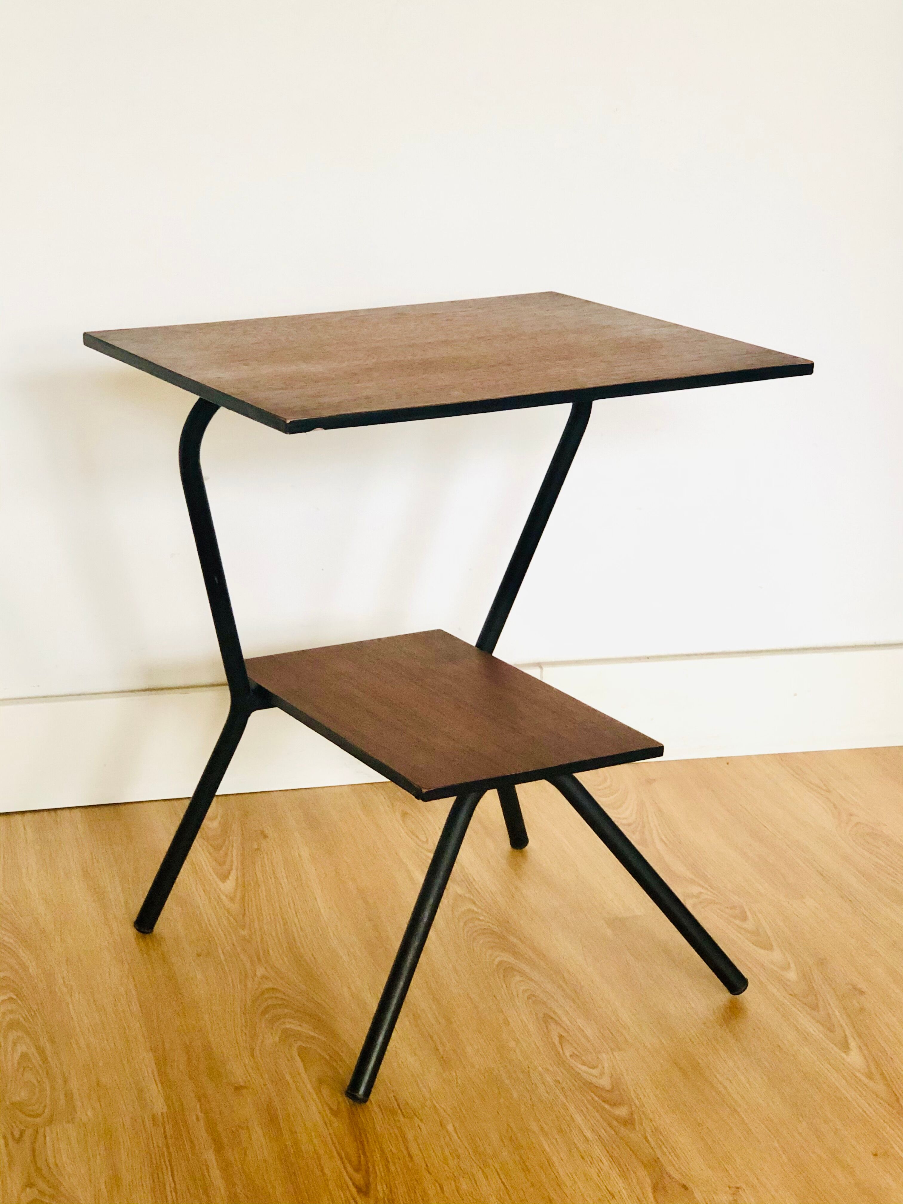 Wood and metal side table