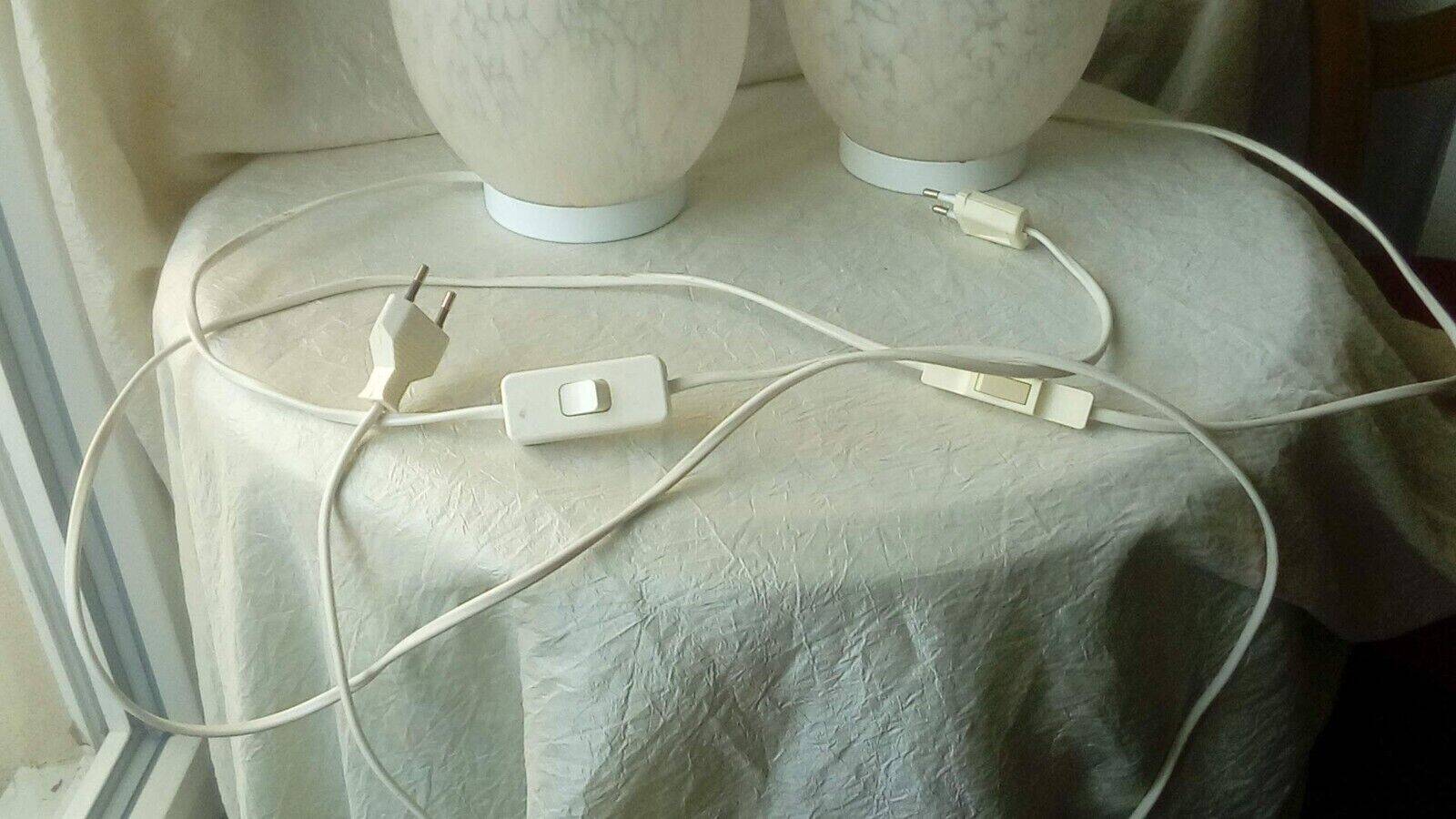 Pair of marble glass egg lamps