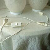Pair of marble glass egg lamps