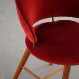 Mid-century toilet chair in oak and red velvet, by a Danish cabinetmaker, 1950s.