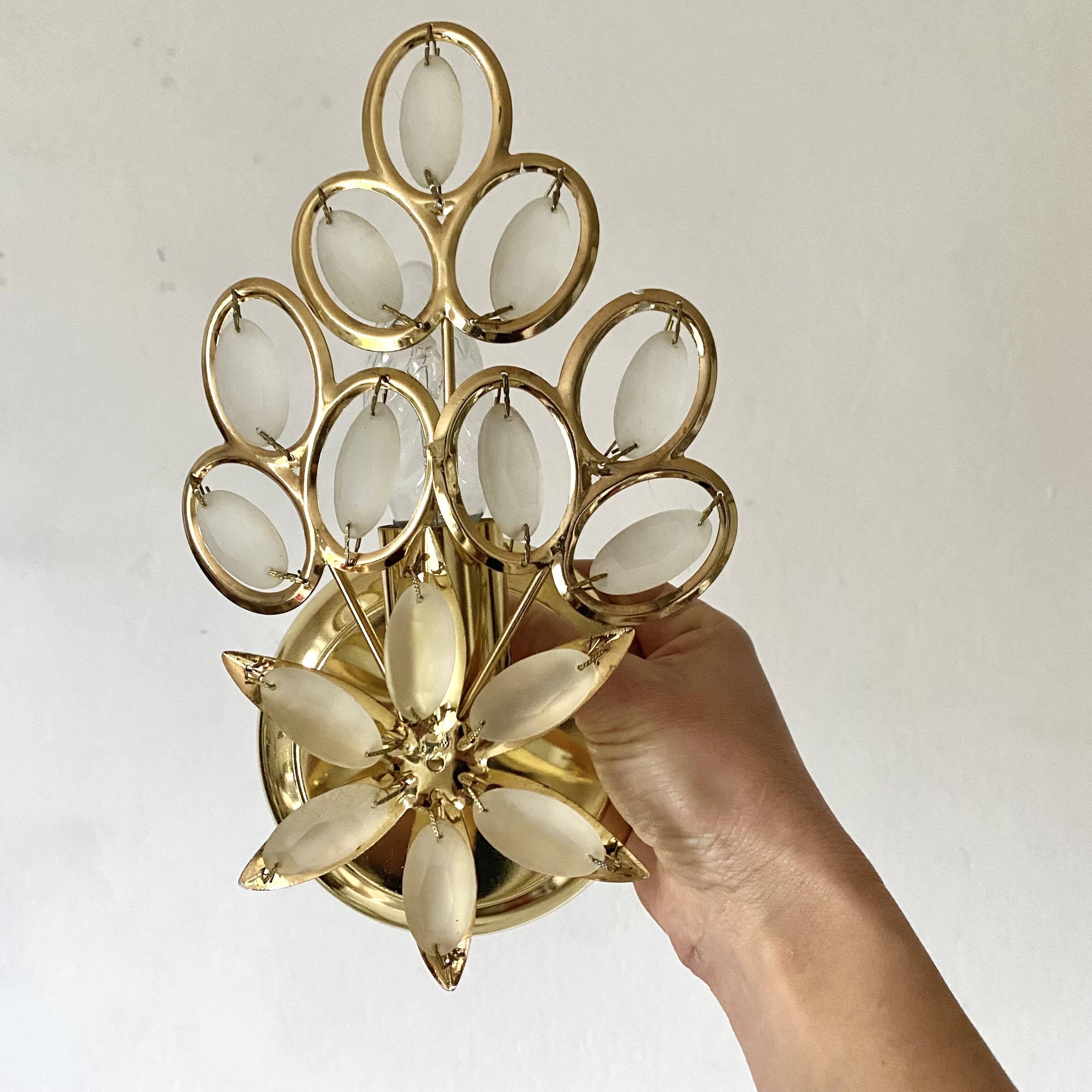 Pair of flower sconces, tassels from the 70s and 80s