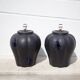 Pair of midnight blue ceramic lamps