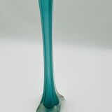 Turquoise glass soliflore in Murano style, Eiffel Tower shape.