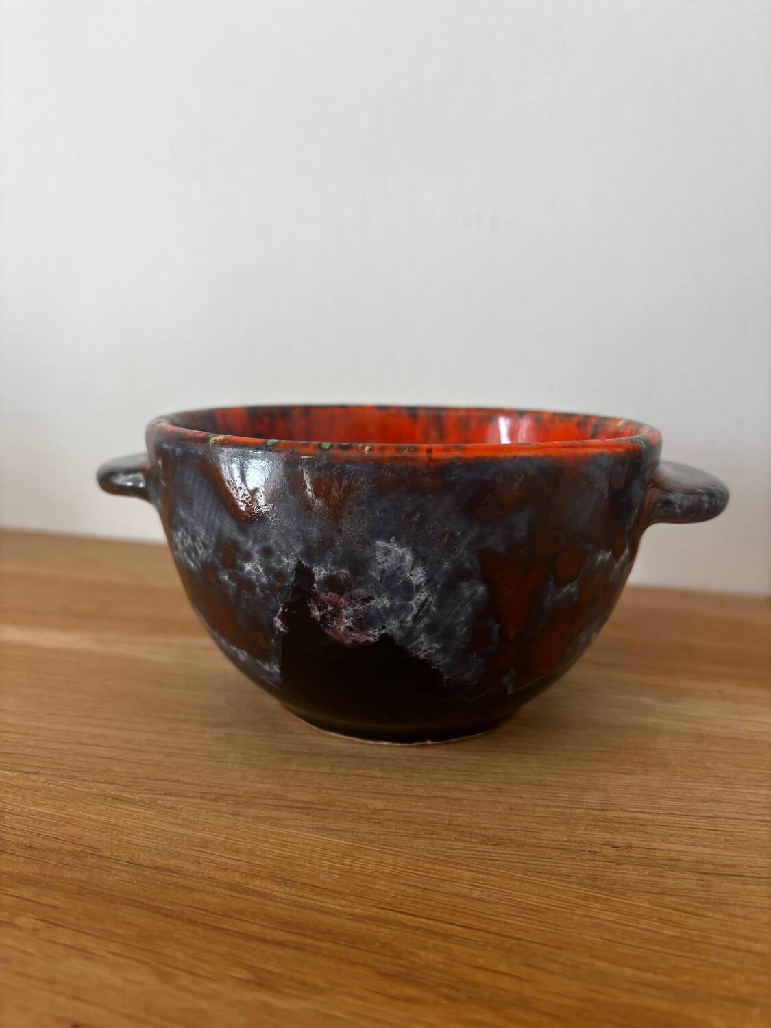 Vintage set of 3 glazed stoneware bowls Morvan pottery and other signature to iden