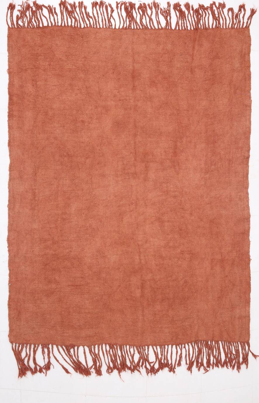 Kilim Turc Vintage Terracotta Uni, Tapis Naturel pour Salon et Chambre