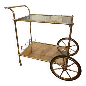 Mobilier de service – chariot / desserte en laiton & verre – Saint-Man