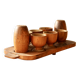 6 vintage wooden egg cups and salt and pepper shakers - Mid-century