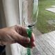 4 champagne flutes, Italian glassware, 1960s, green twisted stem