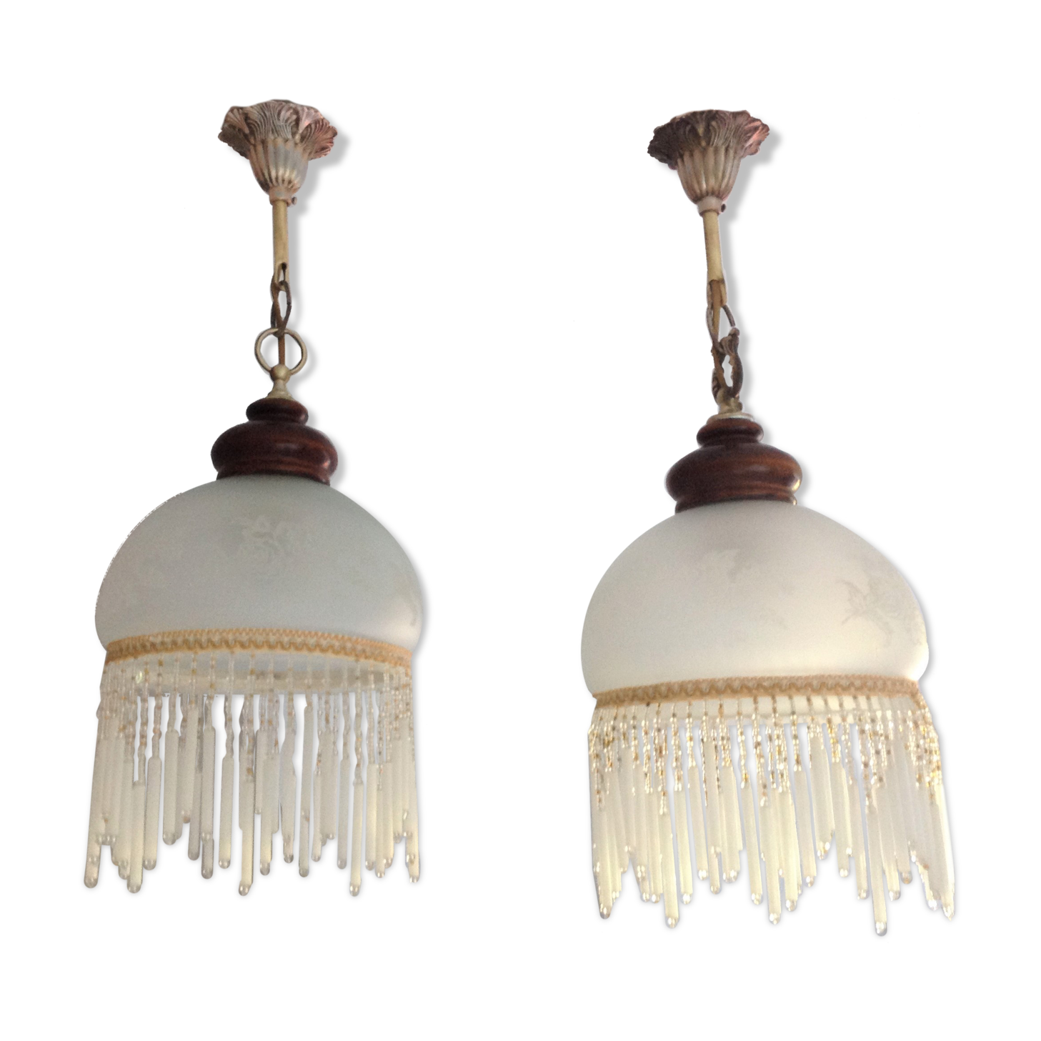 Pair of art deco style frosted glass globes