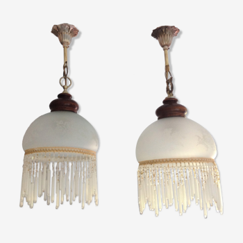 Pair of art deco style frosted glass globes
