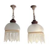 Pair of art deco style frosted glass globes