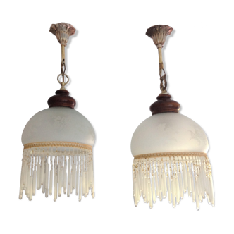 Pair of art deco style frosted glass globes