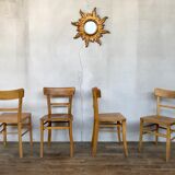 Série 4 chaises en bois troquet bistrot brasserie vintage 1950