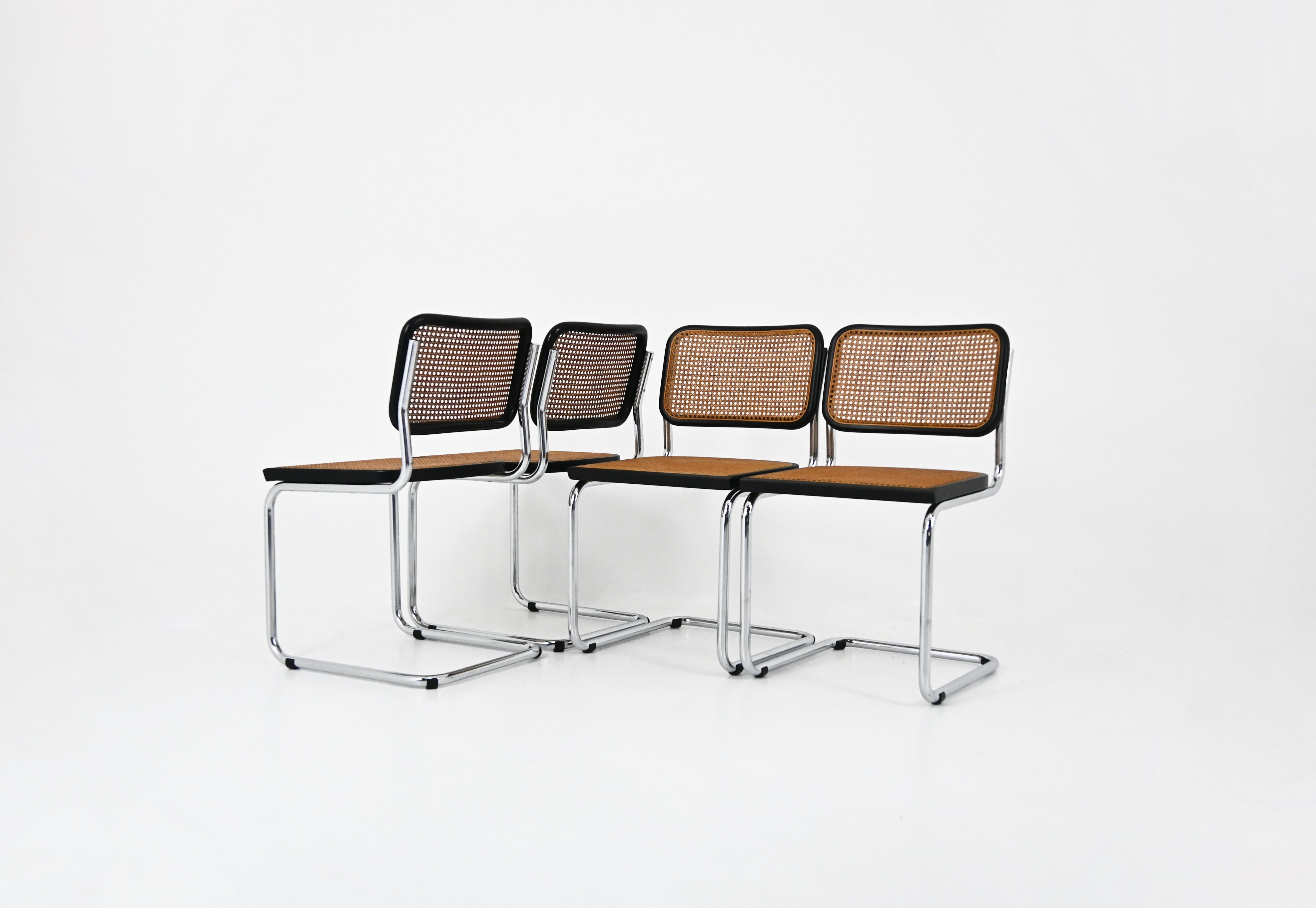 Set of 4 B32 model dining chairs by Marcel Breuer.