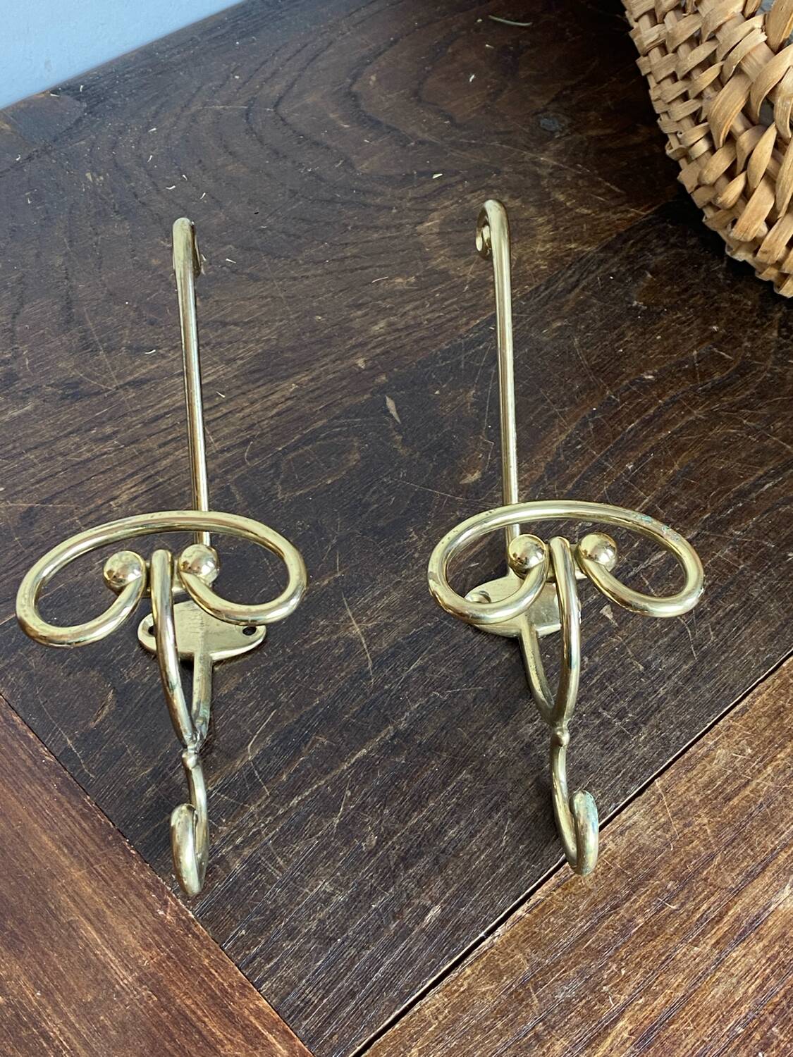 Pair of brass hooks