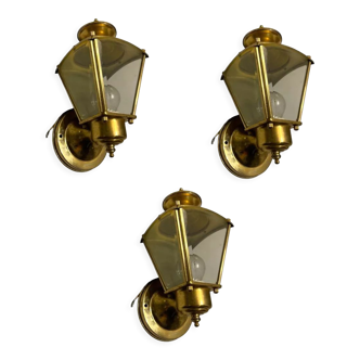 Italian Brass Sconces, 1970s, Set of 3