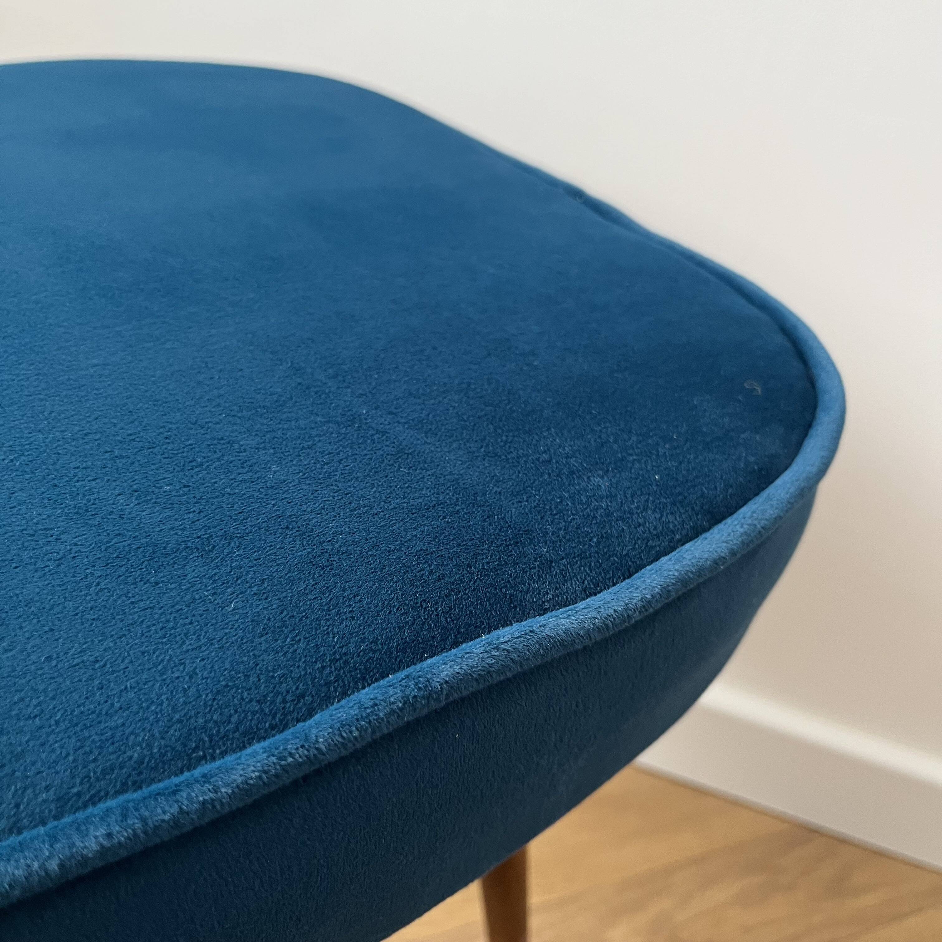 Vintage Velvet Footstool in Dark Teal