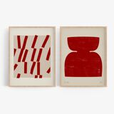 Pair of prints, abstract wall art set of two, 50x70cm