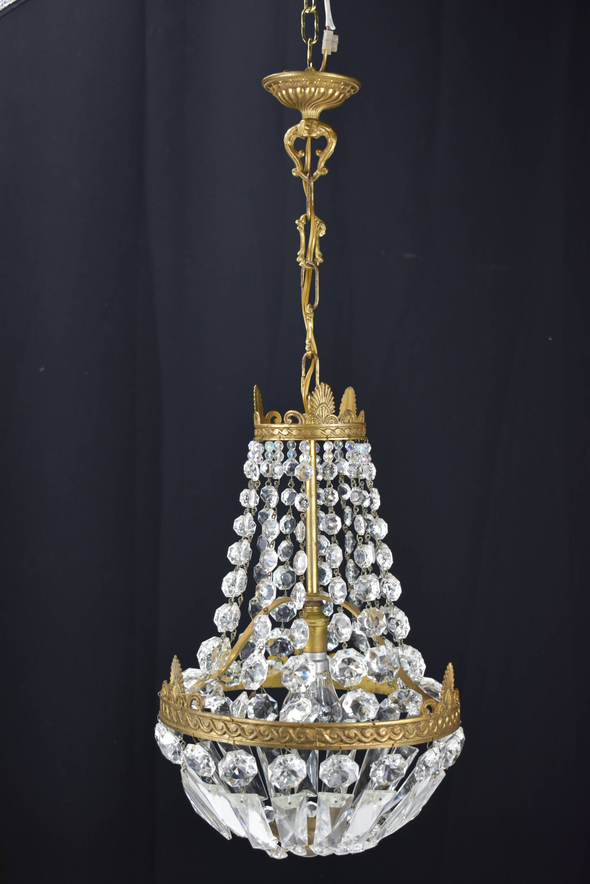 Hot air balloon chandeliers with glass tassels.