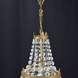 Hot air balloon chandeliers with glass tassels.