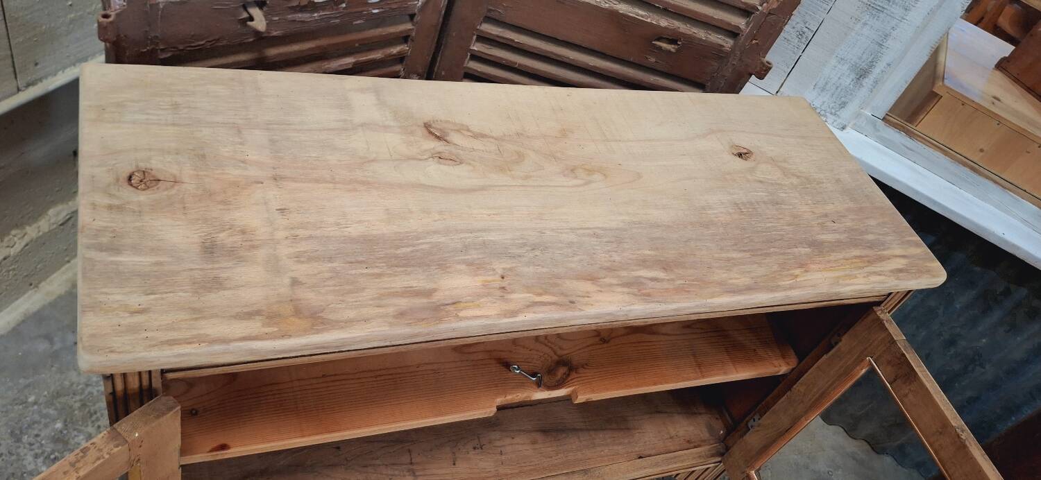Old glass sideboard on legs