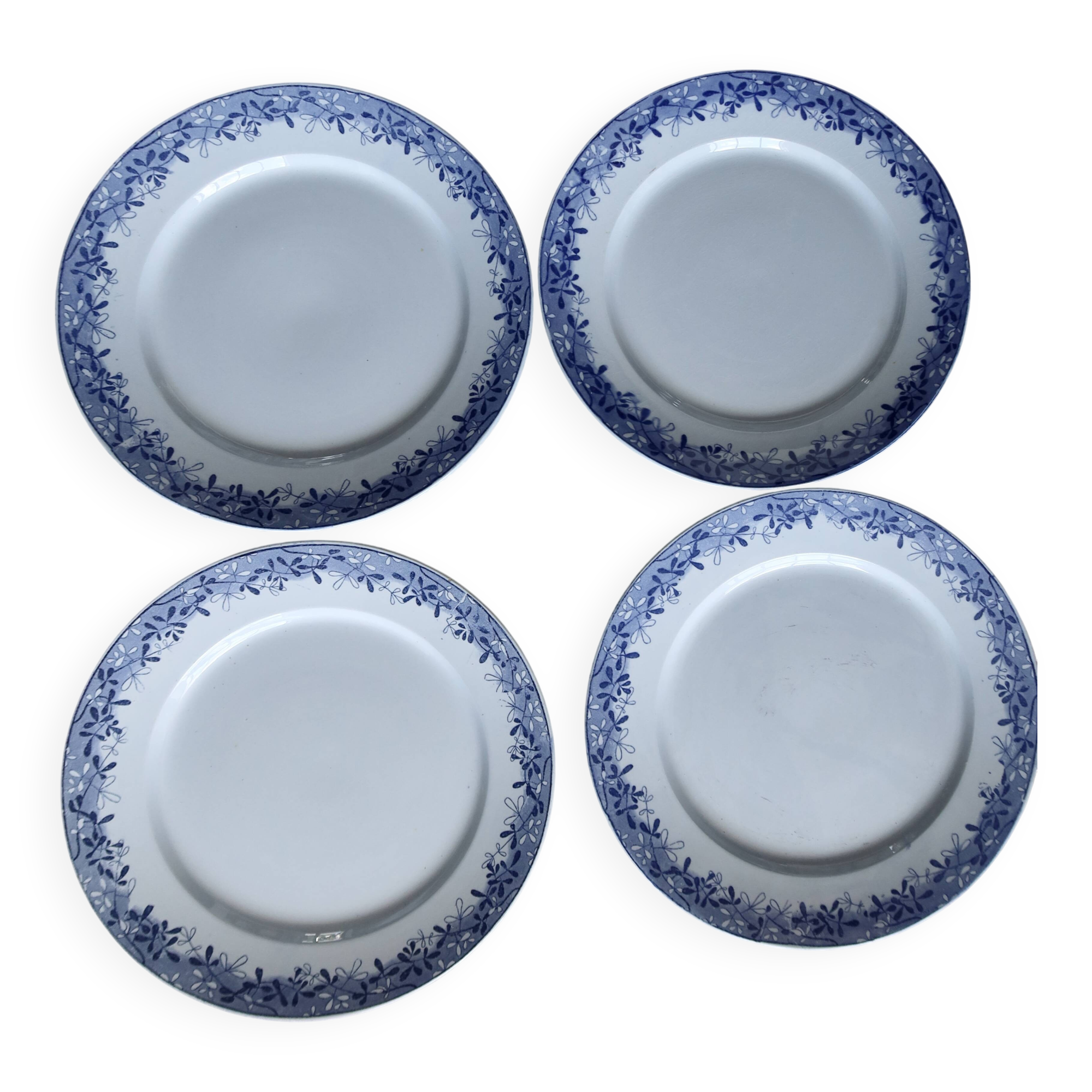 10 antique U&C Sarreguemines dinner plates - Mimosa model