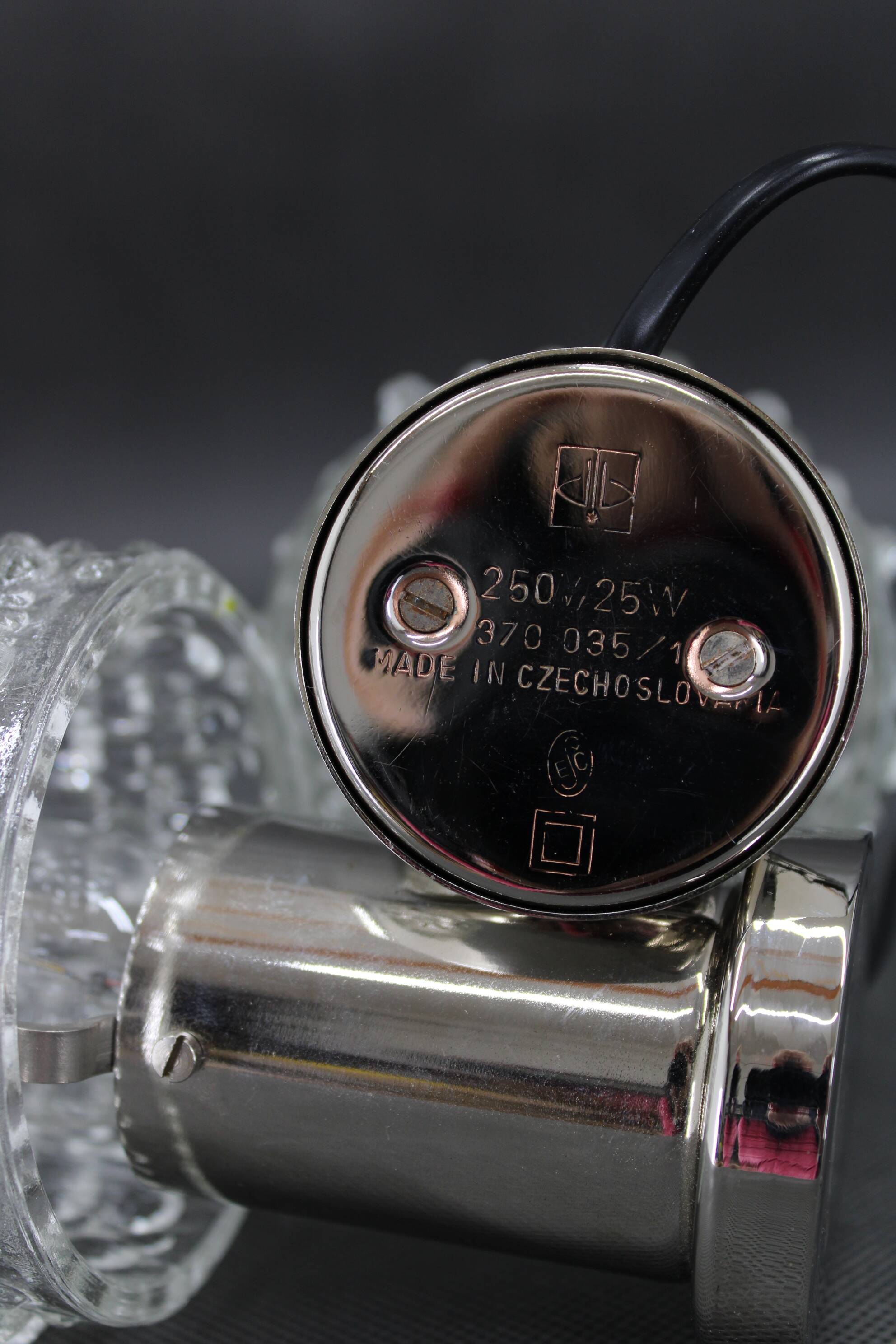 1970s Pair of Glass Table Lamps by Kamenicky Senov, Czechoslovakia-