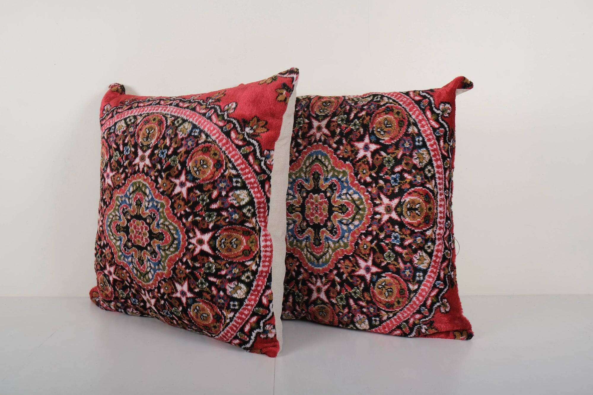 Set of 2 vintage velvet cushion covers 61x61 cm