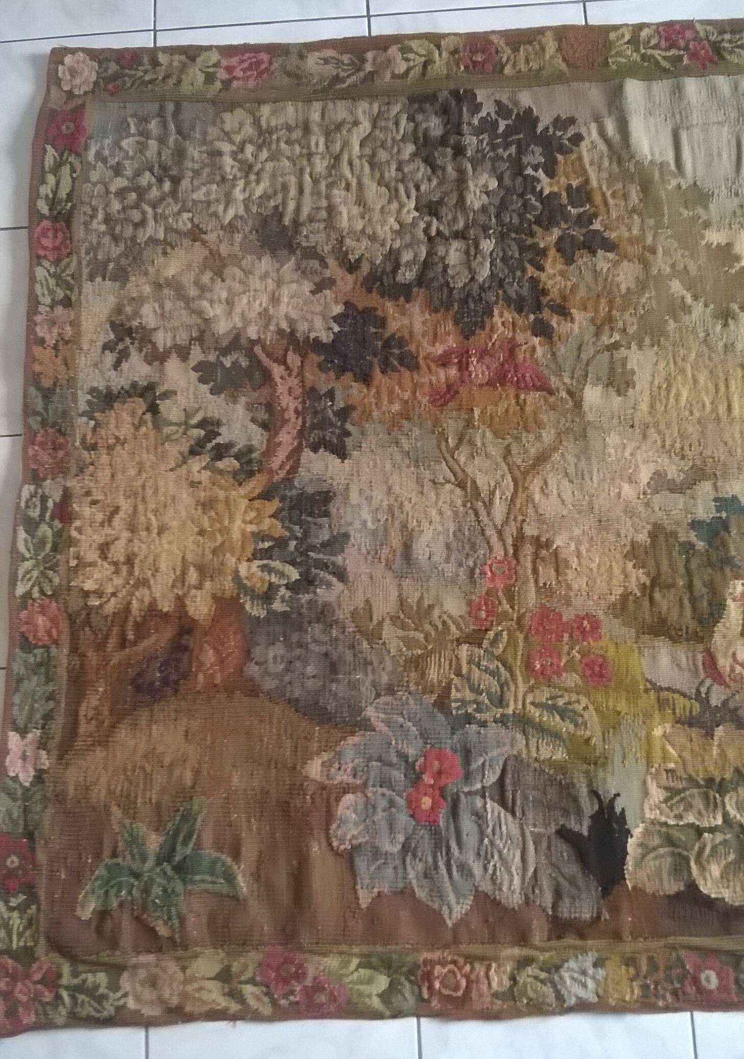 Tapisserie de laine "Verdure Flamande" de la manufacture Robert Four