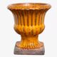 Vintage flowerpot, Medici vase, garden bowl, basin, orange enamel
