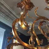 Napoleon III bronze chandelier, Louis XV style, baroque rocaille twist, 189